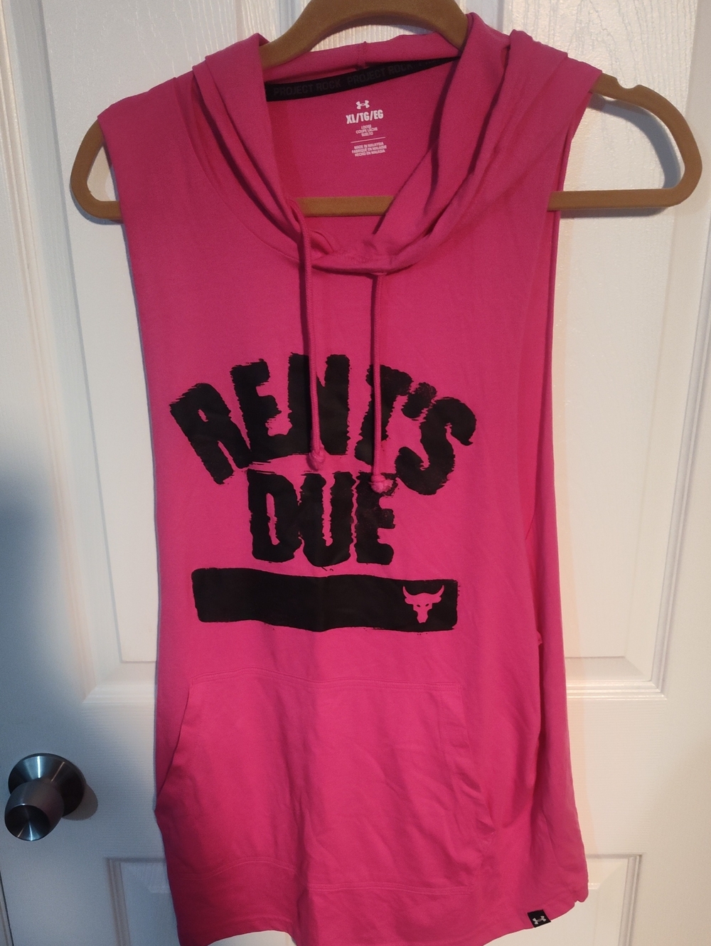Under Armour Pink Sleeveless Hoodie Tank with Black Graphic
